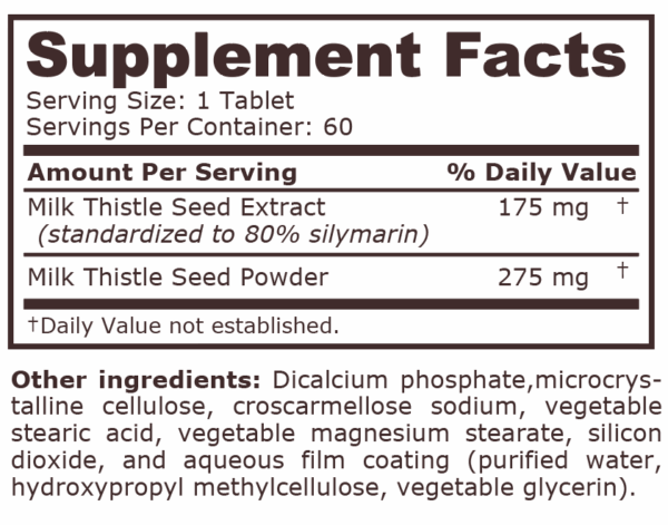 MILK THISTLE COMPLEX 60 TABS PURE NUTRITION - Image 2